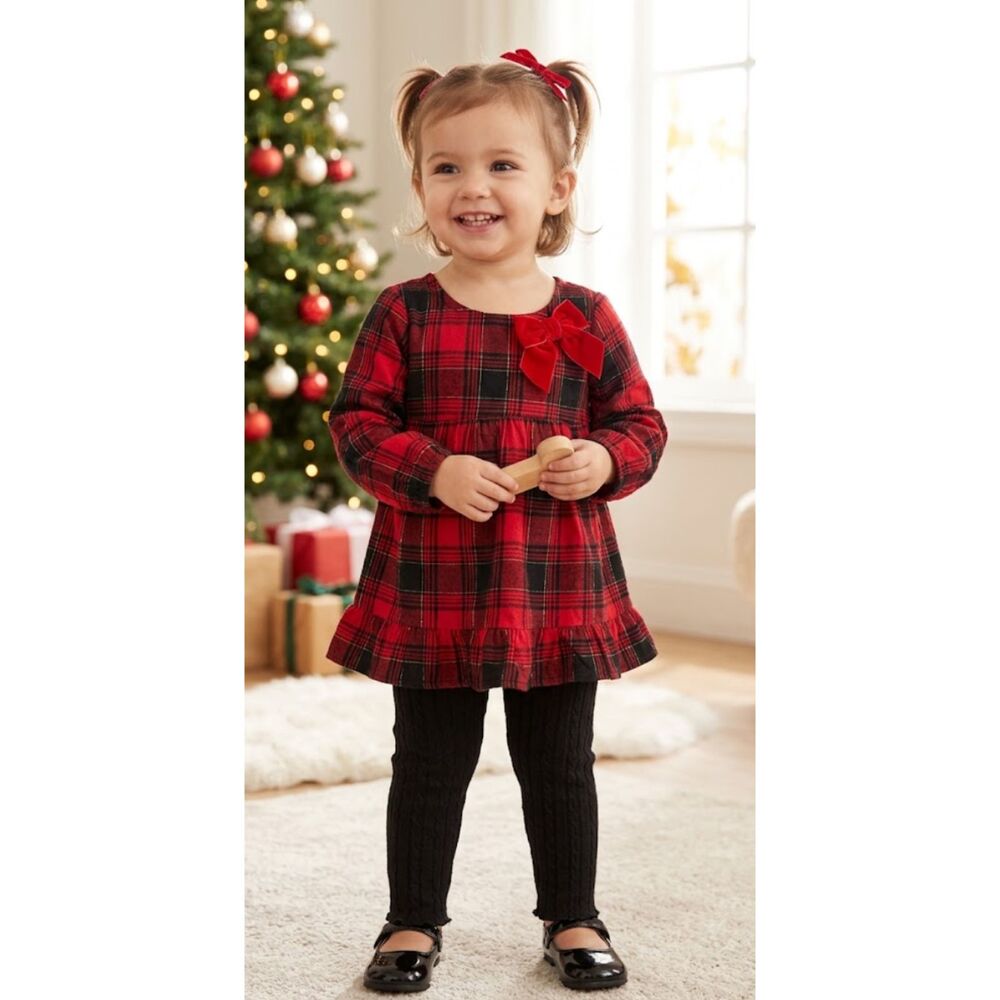 New Rare Editions Ruffled Plaid Top Legging Set Toddler Girls Size 24 Months 2T